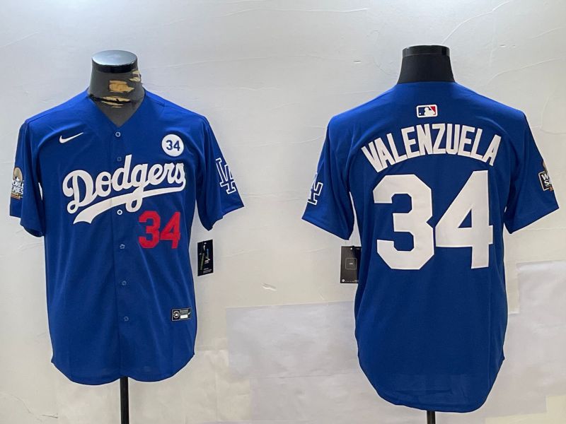 Men Los Angeles Dodgers 34 Valenzuela Blue Game 2024 Nike MLB Jersey style 1120